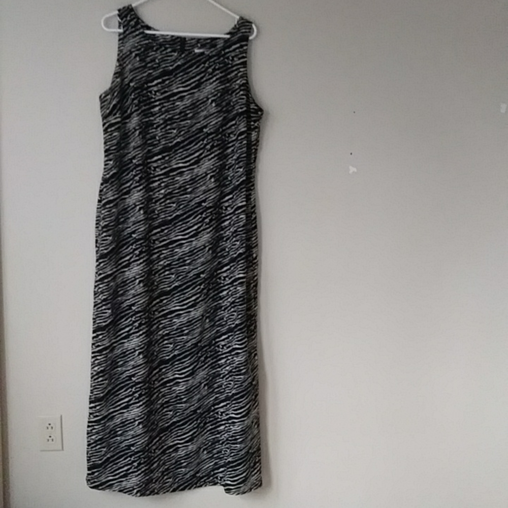 Studio 1 Zebra Print Maxi Dress 16 Black Cream